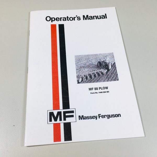 Massey Ferguson Mf 88 Plow Owners Operators Manual