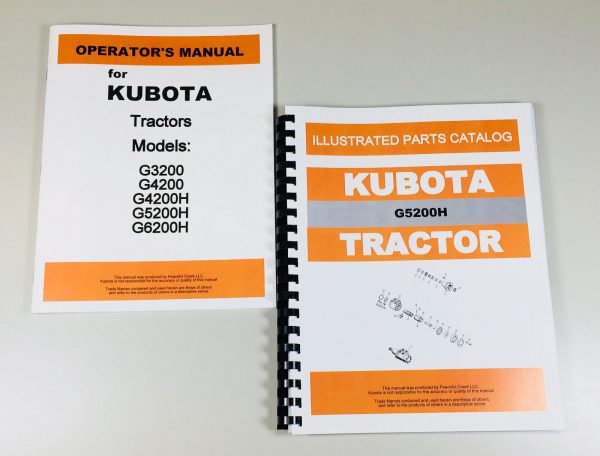 Kubota G5200H Tractor Operators Owners Manual Parts Catalog Set Maintenance Book