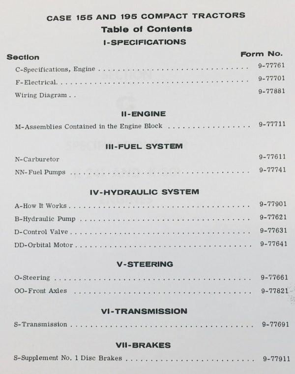 Case 155 195 Compact Garden Tractor Service Repair Manual Shop Book - Image 2