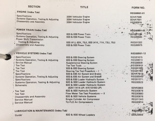 Service Manual for Caterpillar 920 930 Wheel Loaders Shop SN 41J 41K 62K 71H 73U - Image 3