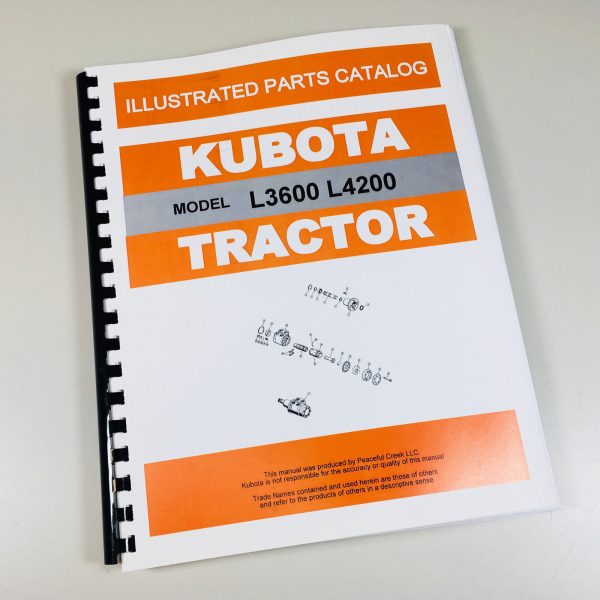 Kubota L3600 L4200 Tractor Parts Assembly Manual Catalog Exploded Views Numbers