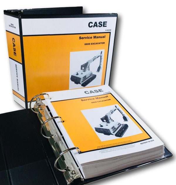 Case 880D Excavator Trackhoe Service Technical Manual Repair Shop Book Binder