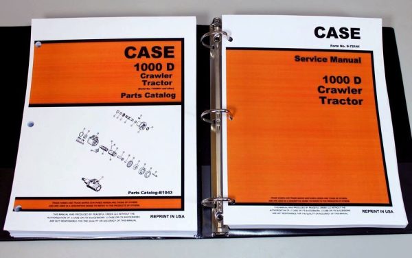 Case 1000D Crawler Tractor Service Repair Manual Parts Catalog In Binder