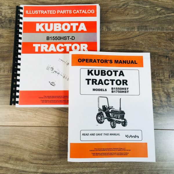 Kubota B1550Hst-D Tractor Owner Operators Manual Parts Catalog Set Book