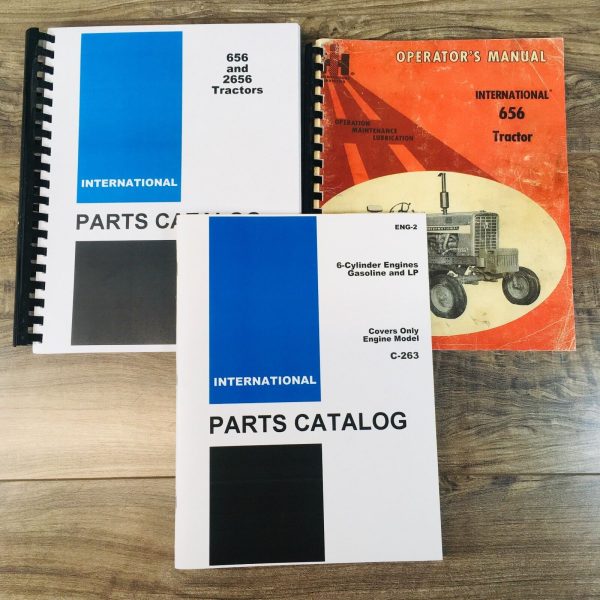 Farmall International 656 Gasoline Tractor Parts Operators Manual Set IH