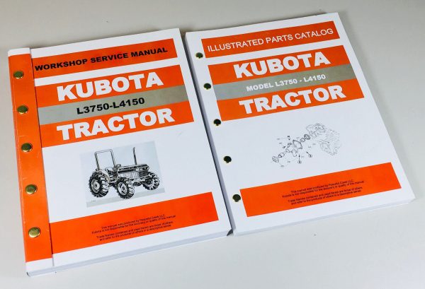 Kubota L3750 L4150 Dt Tractor Service Repair Manual Parts Catalog Shop Set