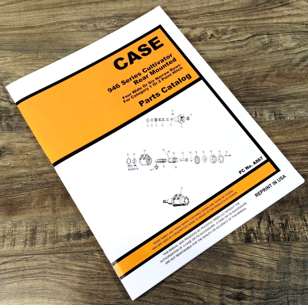 Case 946 Series Cultivator Rear Mounted Parts Manual Catalog Book Assembly