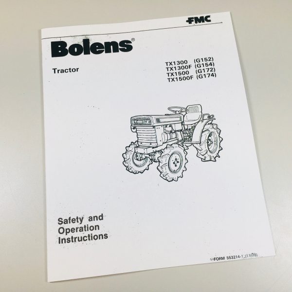 Bolens Tx1300 Tx1300F Tx1500 Tx1500F Tractor Owner Operators Instructions Manual