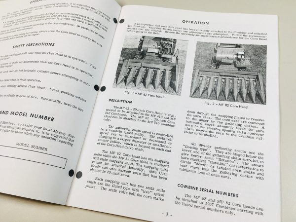 Massey Ferguson Mf 62 82 20" Rows Corn Head Owners Operators Manual Maintenance - Image 3