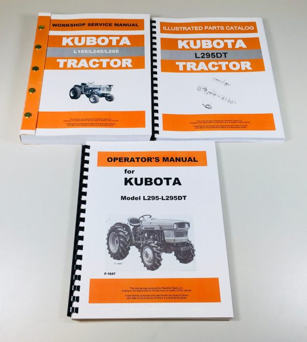 Kubota L295Dt Tractor Operators Service Parts Manual Set