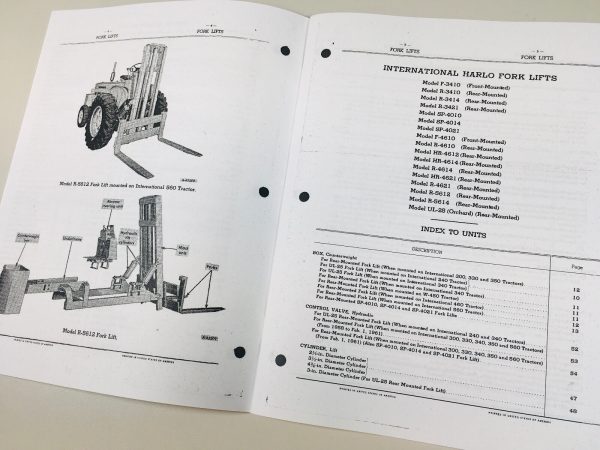 International 240 300 330 340 Tractor Harlo Forklift Service Parts Manual Set Ih - Image 3