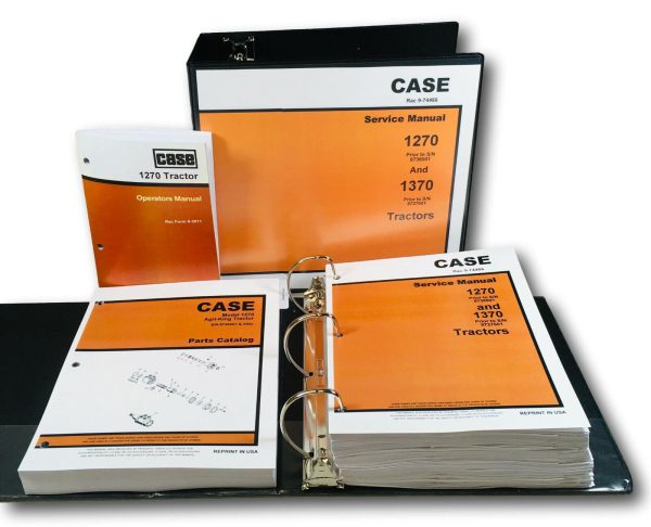 Case 1270 Tractor Service Parts Operators Manual Shop Set