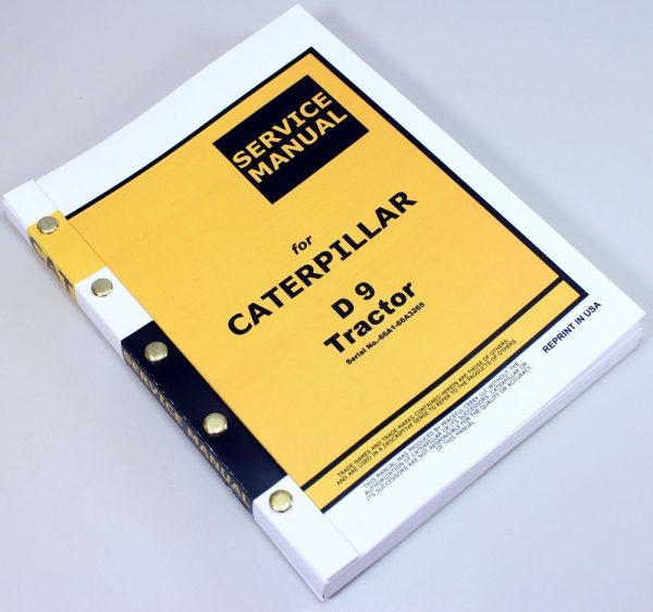 Cat Caterpillar D9 Crawler Tractor Dozer Service Repair Manual Sn-66A1-66A3265