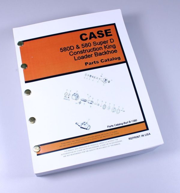 Case 580D Super D Loader Backhoe Parts Manual Catalog Assembly Exploded Views