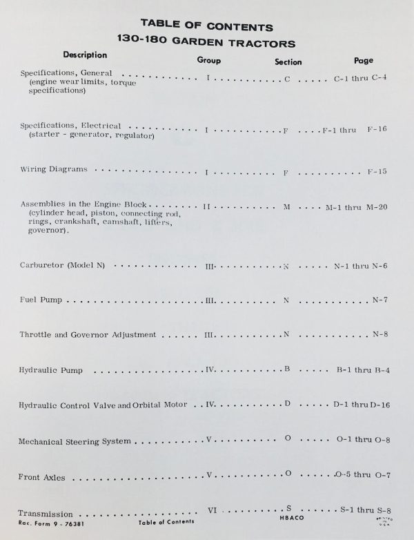 Case 130 180 Garden Lawn Tractor Service Repair Manual Shop Book Technical Mower - Image 2