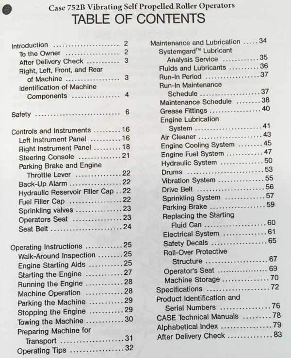 Case Vibromax 752B Vibrating Tandem Roller Operators Manual Owners Maintenance - Image 2