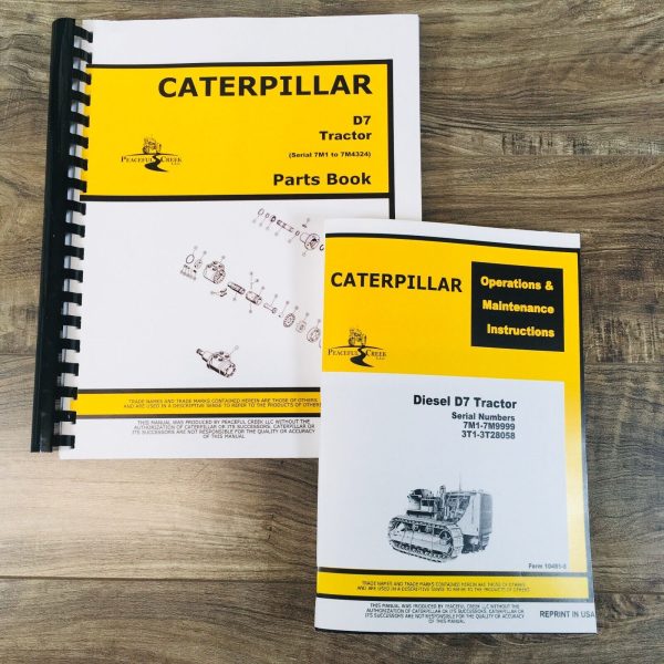 Parts Operators Manual Set For Caterpillar D7 Crawler Tractor S/N 7M1-7M4324 CAT