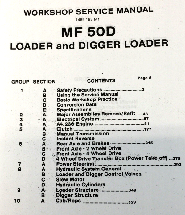 Massey Ferguson MF 50D Tractor Loader Digger Backhoe Service Manual Repair Shop - Image 3