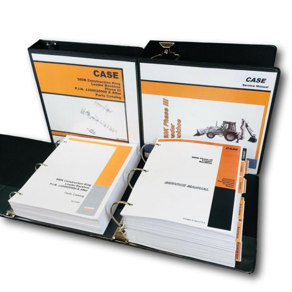 Case 580K Phase Iii 3 Loader Backhoe Service Shop Manual Parts Catalog Set Book