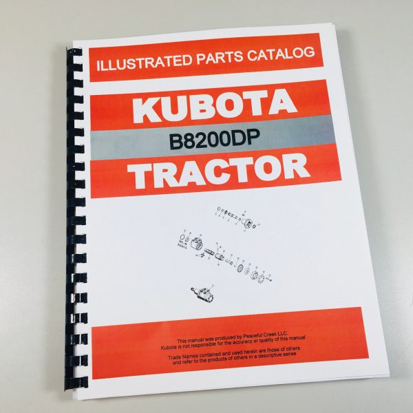 Kubota B8200 Dp Tractor Parts Assembly Manual Catalog Exploded Views Numbers