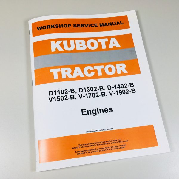 Kubota D1102-B D1302-B D1402-B Engine Service Manual Repair Shop Book Overhaul