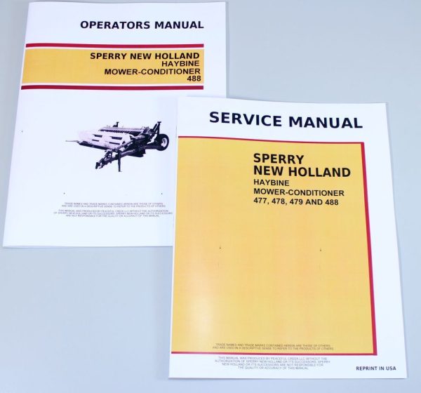 Set New Holland 488 Haybine Mower-Conditioner Service Operators Owners Manual