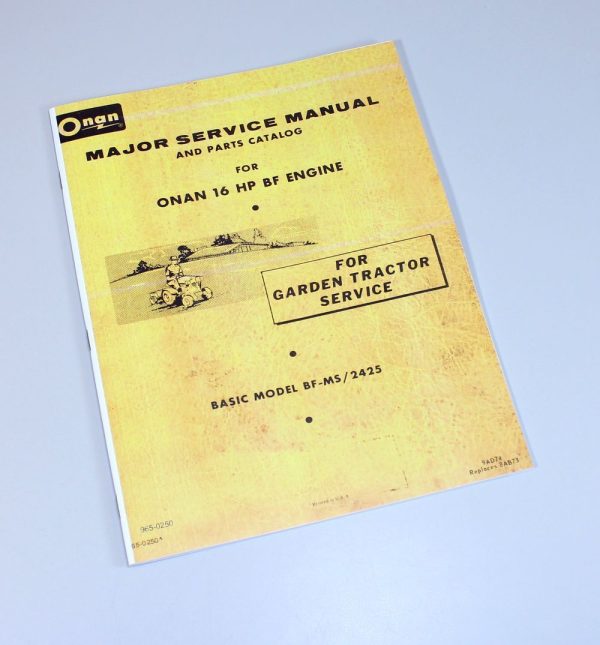 Wheel Horse D-160 Onan Bf Ms Engine Garden Tractor Service Parts Manual