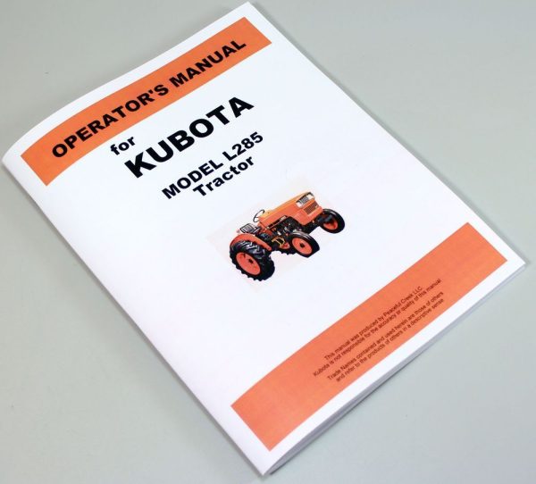 Kubota L285 Diesel Tractor Operators Owners Manual Parts Catalog Maintenance