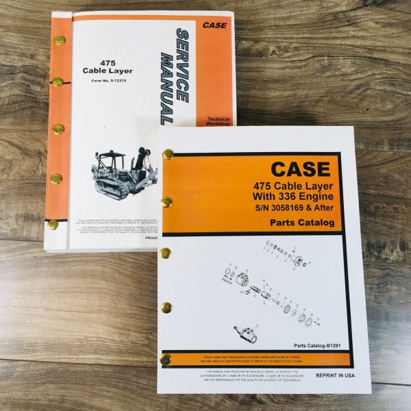 Case 475 Cable Layer Service Manual Parts Catalog Set Sn 3058169 & Up 336 Engine