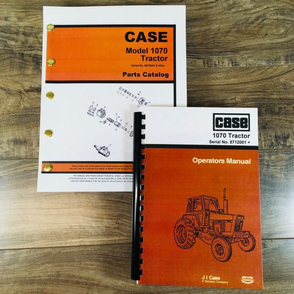 Case 1070 Agri-King Tractor Parts Catalog Operators Manual Set S/N 8675001-UP