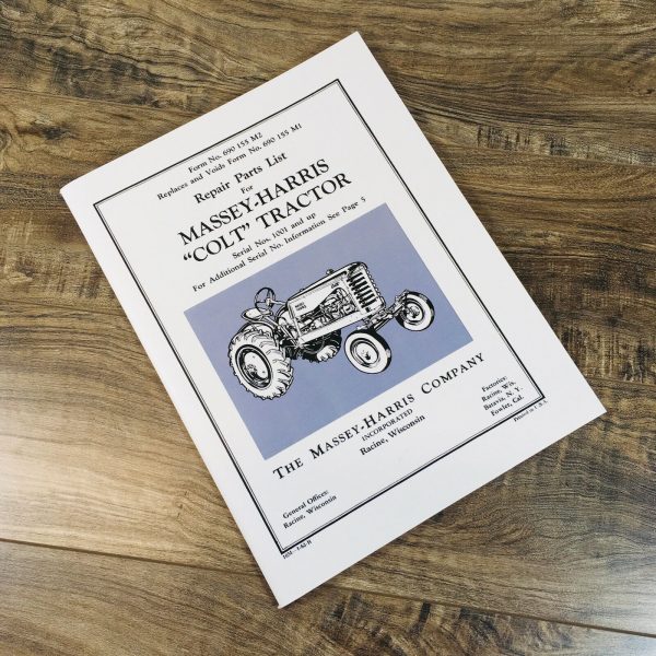 Massey Harris Colt Tractor Parts Repair Manual Catalog Assembly S/N 1001 & Up