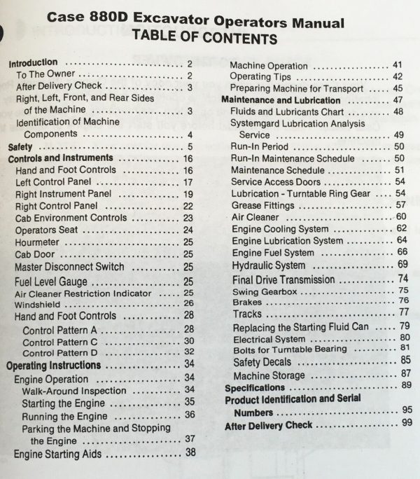 Case 880D Crawler Excavator Service Manual Parts Catalog Operators Owners Set - Image 5