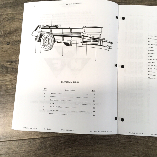 Massey Ferguson 20 Spreader Parts Manual Catalog Book Assembly Schematics - Image 3