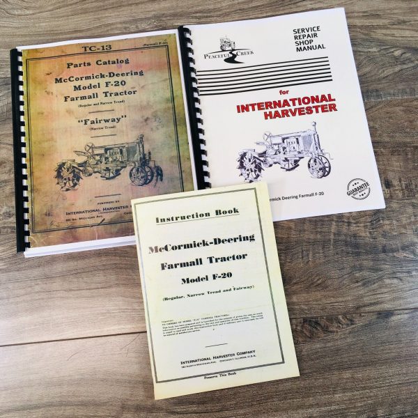 McCormick Deering Farmall F-20 Tractor Service Parts Operators Manual Set Repair