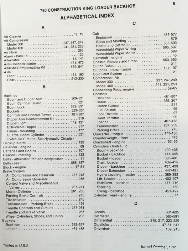 Case 780 CK Loader Backhoe Parts Manual Catalog Book Assembly Schematic - Image 2