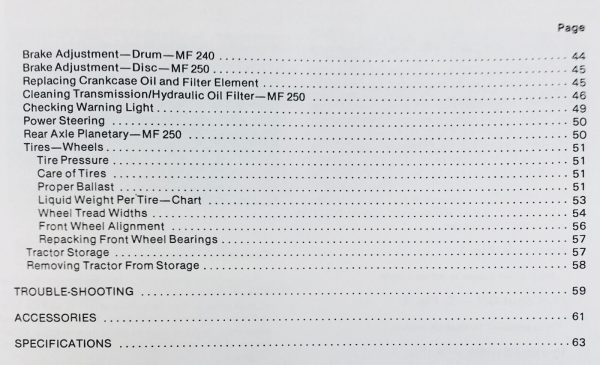 Massey Ferguson Mf 240 250 Tractor Owners Operators Manual S/N Prior To U27001 - Image 3