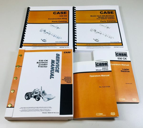 Case 530Ck Tractor Loader Backhoe Service Parts Operators Manual Catalog Oh Set