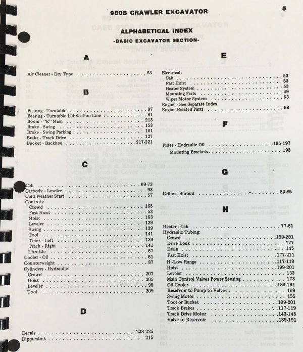 Case 980 Series B Excavator Parts Catalog Operators Manual Owners Set 6203751-Up - Image 3