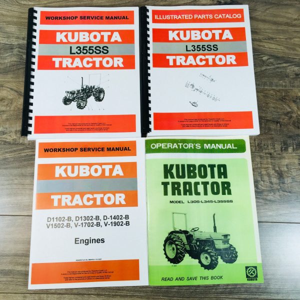 Kubota L355Ss Shuttle Shift Tractor Service Manual Parts Catalog Operators Set