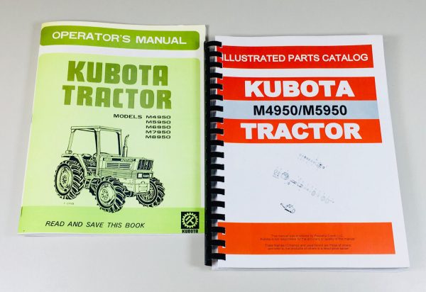 Kubota M4950 M5950 Tractor Operators Owners Manual Parts Catalog Set