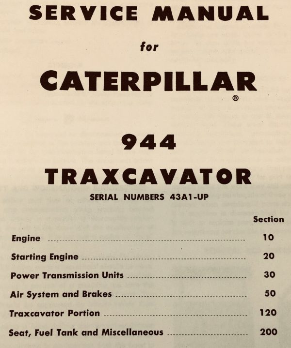 Caterpillar 944 Traxcavator Service Manual Repair Shop Technical S/N 43A1-Up - Image 2