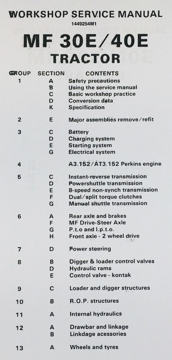 Massey Ferguson 30E 40E Tractor Workshop Service Repair Manual Technical Book - Image 2