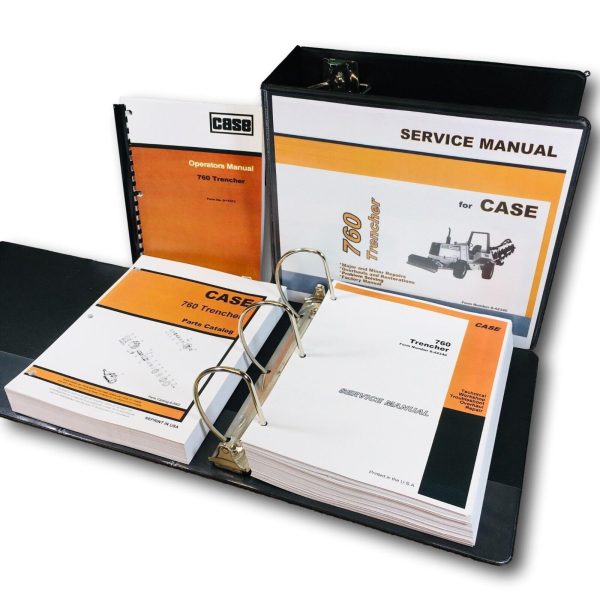 Case 760 Trencher Service Manual Parts Catalog Operators Owners Repair Shop Set