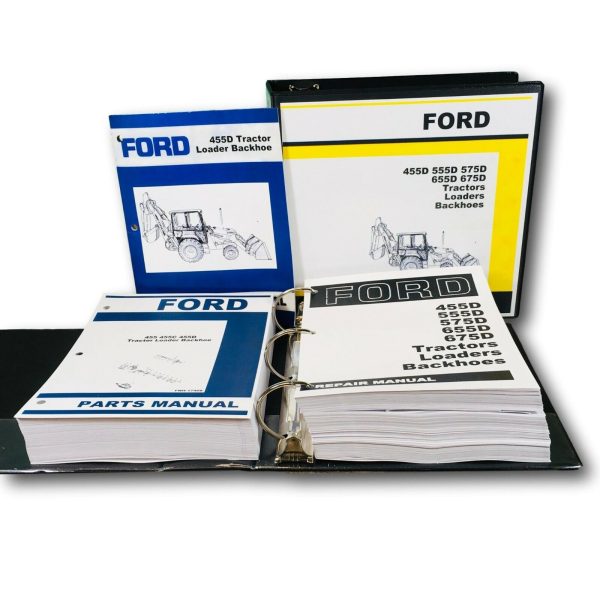 Ford 455D Tractor Loader Backhoe Service Parts Operators Manual Shop Repair Set