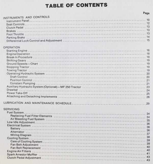 Massey Ferguson Mf 240 250 Tractor Owners Operators Manual S/N Prior To U27001 - Image 2