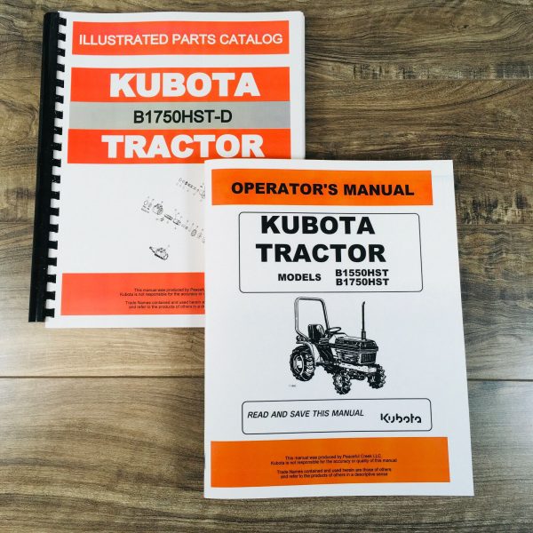 Kubota B1750Hst-D Tractor Owner Operators Manual Parts Catalog Set Book