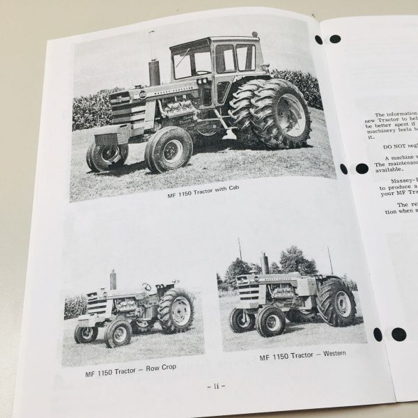 Massey Ferguson Mf 1150 Tractor Operators Owners Manual Maintenance Adjustments - Image 2