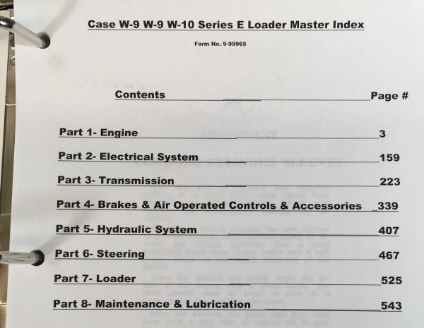 Case W8E W9E W10E Wheel Loader Service Manual Parts Catalog Repair Shop Set Book - Image 3