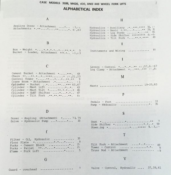 Case 310B M420 430 440 Fork Lifts Parts Catalog Manual Book New Print B904 - Image 2