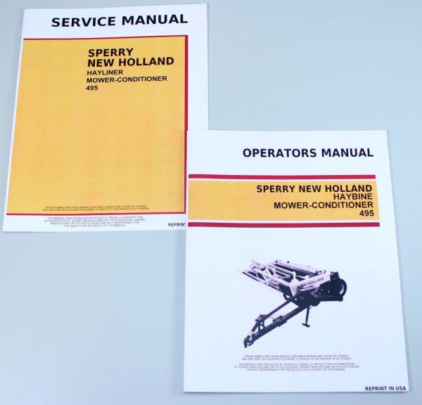 Set New Holland 495 Haybine Mower Conditioner Service Operators Owners Manual